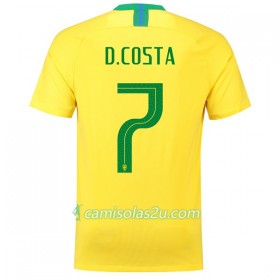 Camisolas de Futebol Brasil D.Costa 7 Equipamento Principal Copa do Mundo 2018 Manga Curta